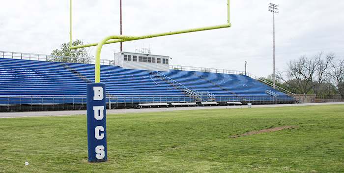 Newton and his Blinn teammates painted these bleachers in 2009, but the team no longer uses this field for games.